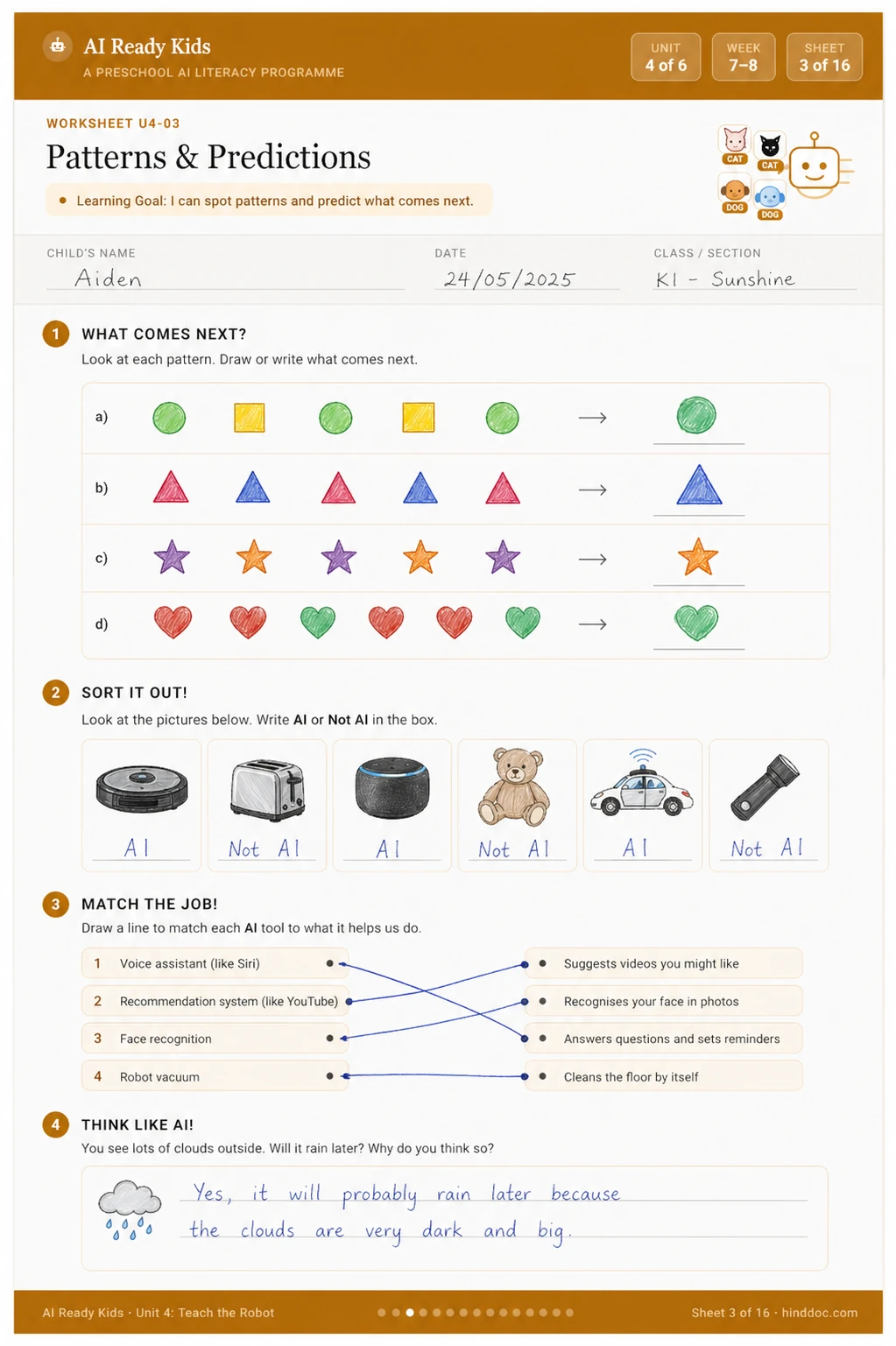AI Ready Kids worksheet sample